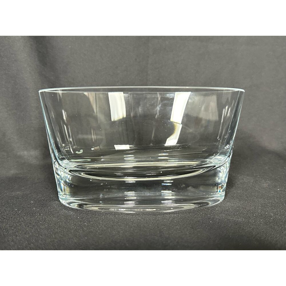 Crystal Contemporary Clear Heavy Base Oval Bowl-Poland